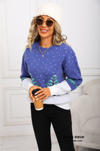 Blue Jacquard Christmas Knitted Sweater Blue