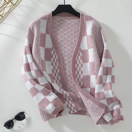 Women Sweater Lantern Sleeve Pink