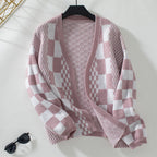 Women Sweater Lantern Sleeve Pink