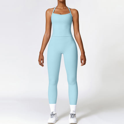 Brushed Yoga Suit Quick-drying Workout Clothes sky blue