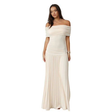 Off-shoulder Pleated Versatile Dress