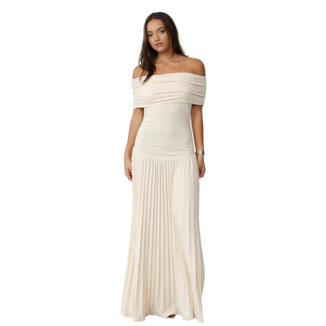 Off-shoulder Pleated Versatile Dress