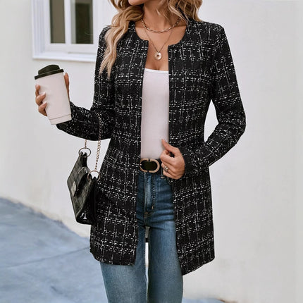 Casual Elegant Plaid Cardigan