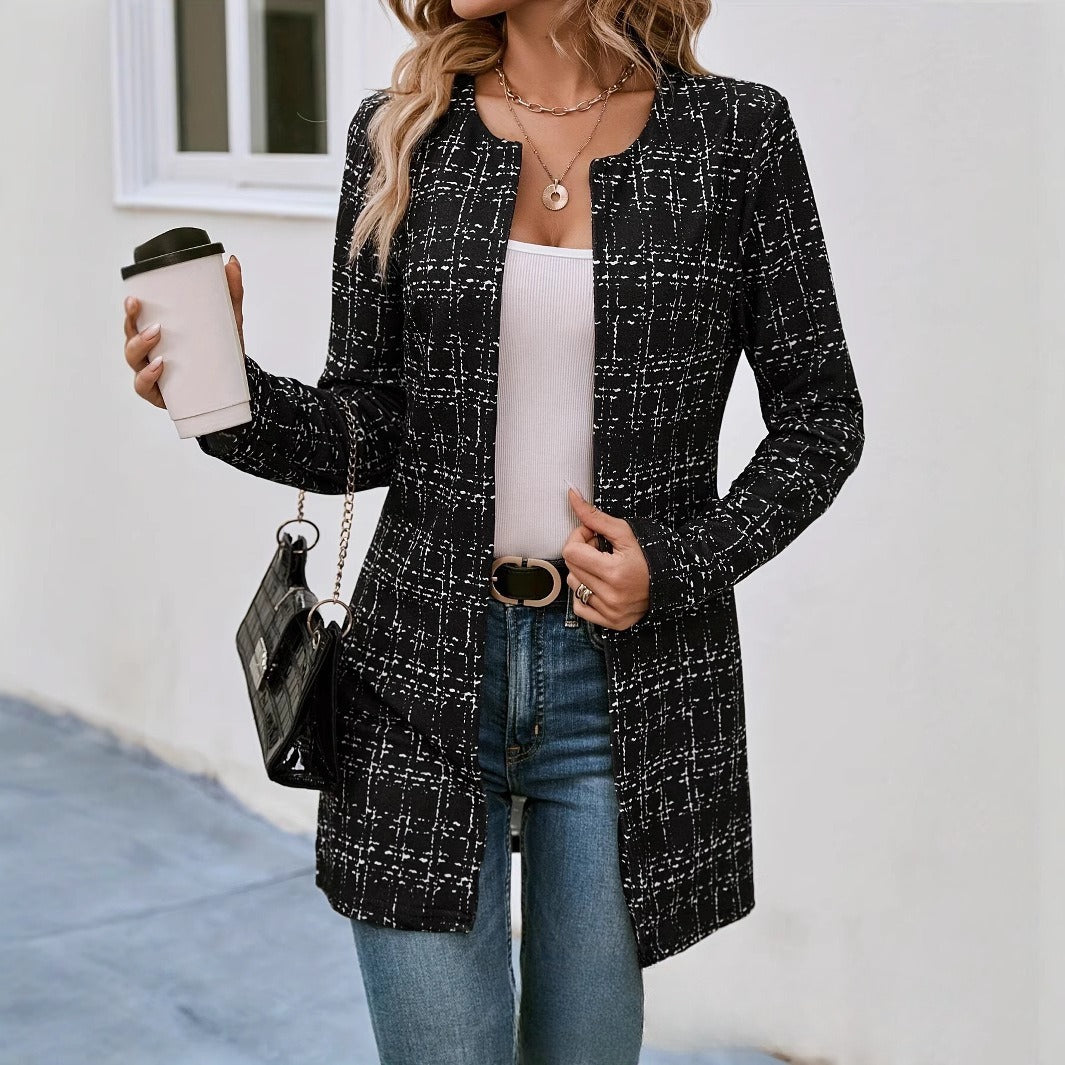 Casual Elegant Plaid Cardigan