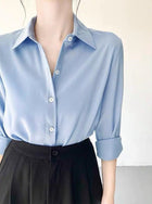 Women's Green Satin Shirt Lake Blue