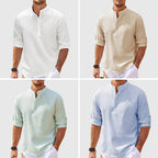 Men's Casual Shirt Long Sleeve Stand Collar Shirt 4color Set