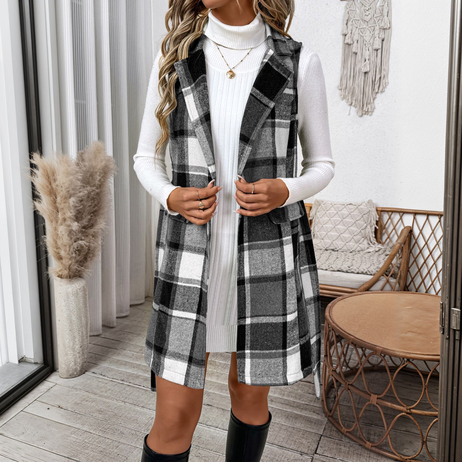 Retro Style Lace-up Women's Vest Light Gray