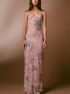 Floral Print Halter Spaghetti Straps Dress