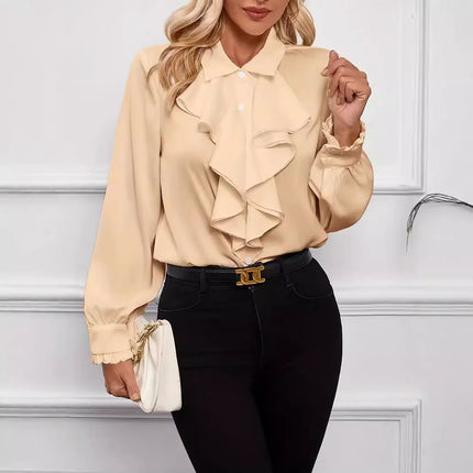 Women's Ruffled Laminated Decoration Shirt