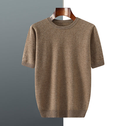 Men's Knitted Sweater With Short Sleeve creamy white