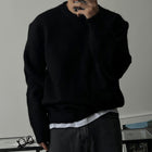 Drop-shoulder Men's Warm Sweater Black