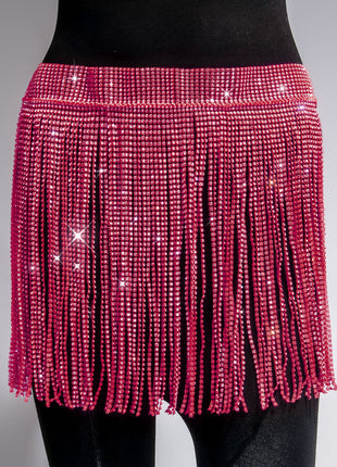 SS Rhinestone Skirt Rose Red