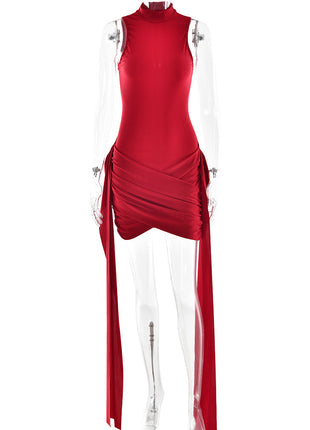 SS Bodycon Dress Wine red with ribbons