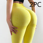 Fitness Yoga Pants Butt Lifting Leggings 2PC Yellow