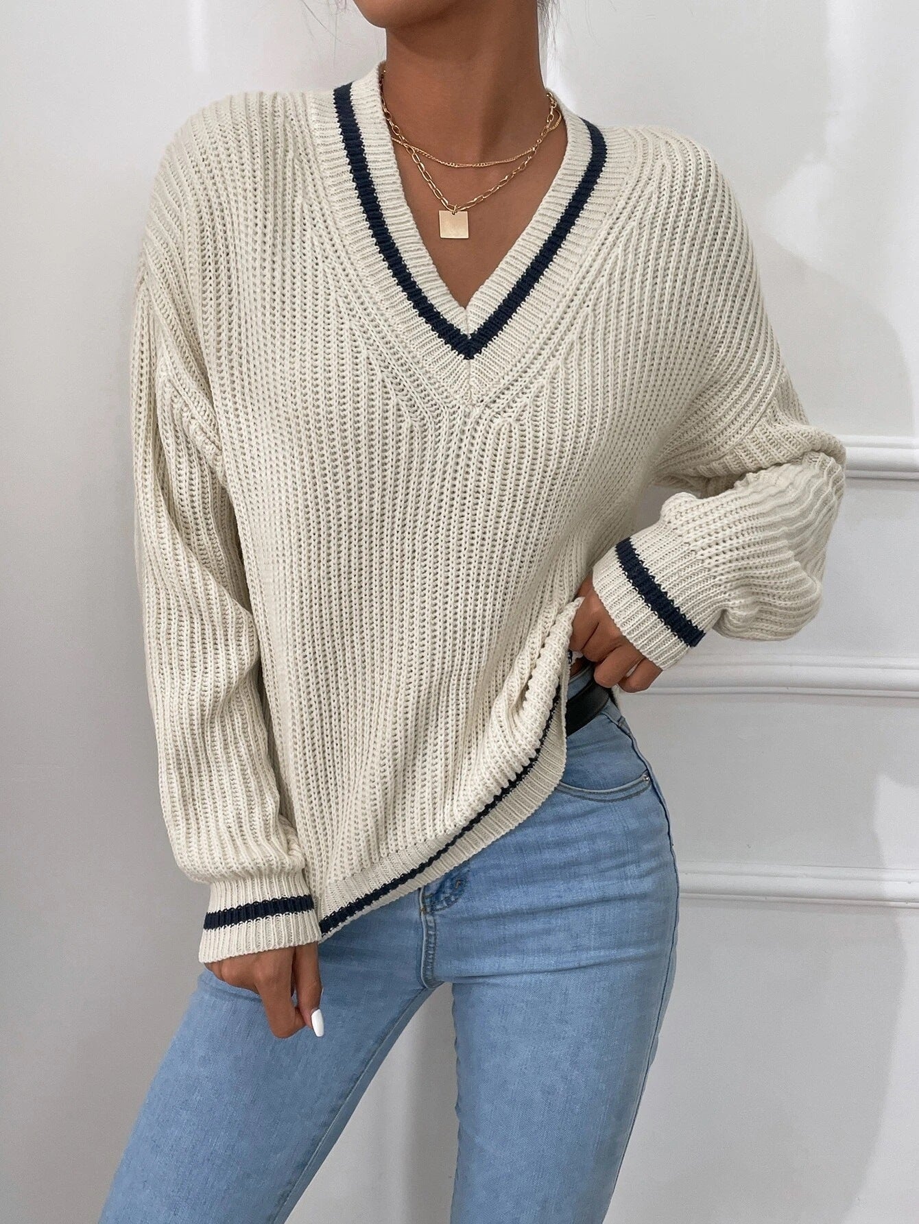 Winter Women's Striped Pullover Sweater
