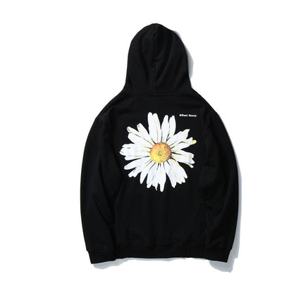 mem's casual sweatshirt with daisy print on back Black