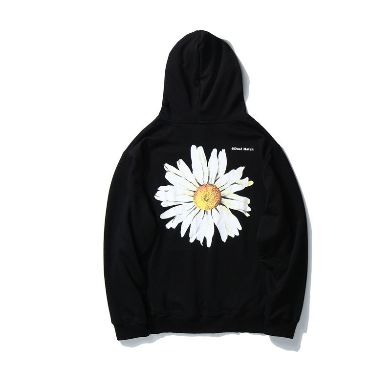 mem's casual sweatshirt with daisy print on back Black