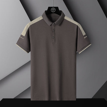 Polo T-shirt Round Neck Loose Coffee