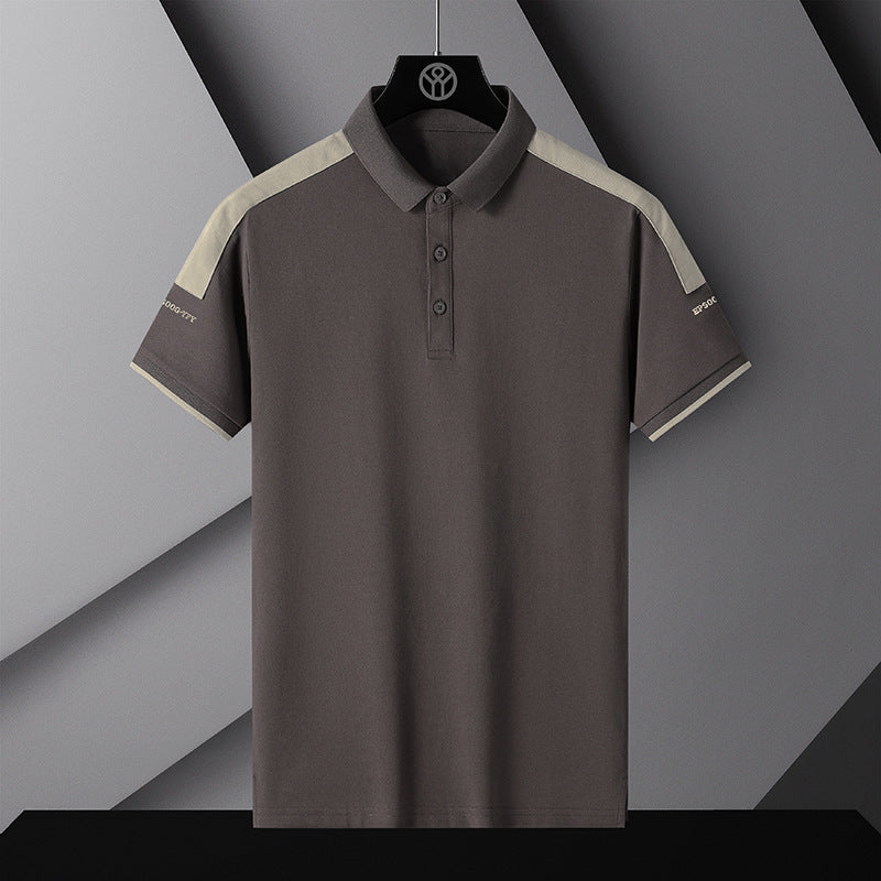 Polo T-shirt Round Neck Loose Coffee