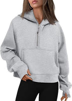 Women’s Zipper Hoodies Sweatshirt Light Gray