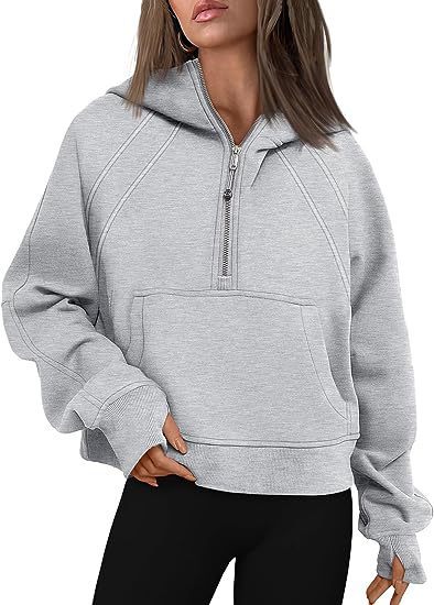 Women’s Zipper Hoodies Sweatshirt Light Gray