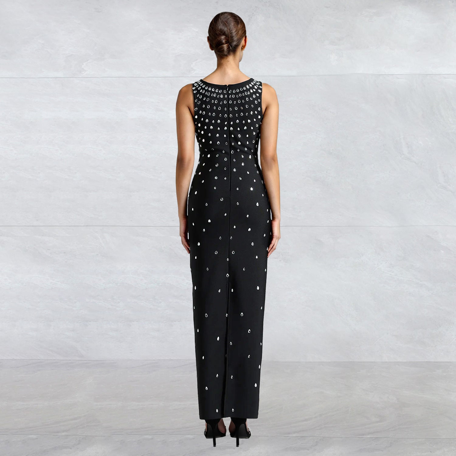 Rhinestones Sleeveless Sheath Tight Dress