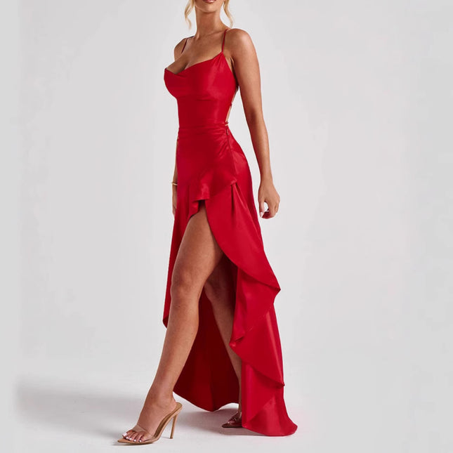 Women's Backless Ruffles Dress