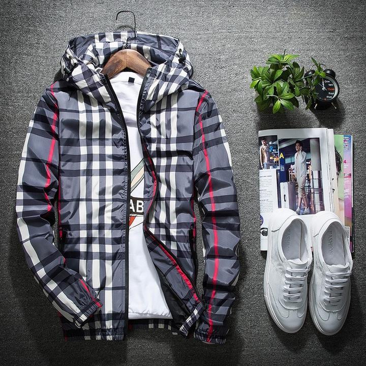 Camouflage Jackets Casual Mens Hooded Luminous Zipper Jacket Grey A
