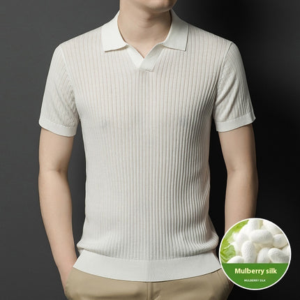 Men's Lapel Casual Top White