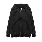 Men's Stitching Edging Hoodie Black