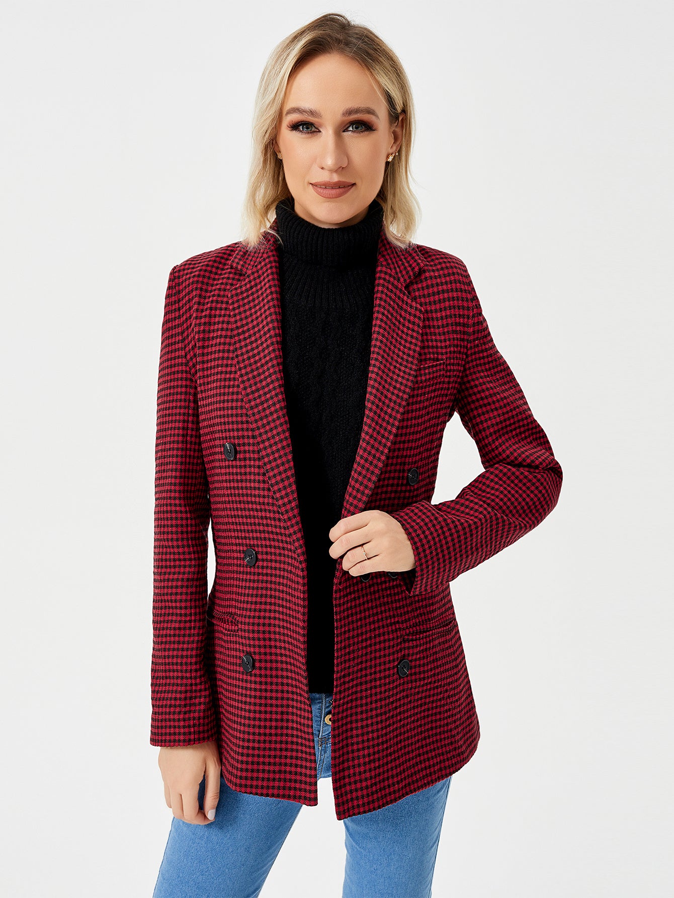 Womens Casual Blazer Jacket Red