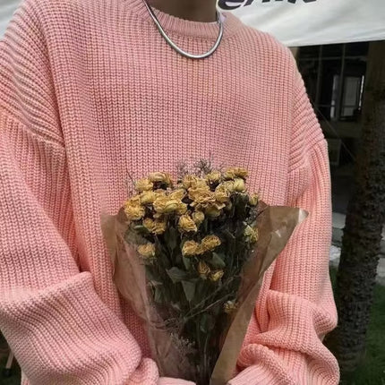 Loose Casual Retro Trendy Sweater Pink