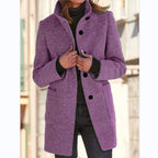 Women’s Winter Casual Button Outwear Coat light purple