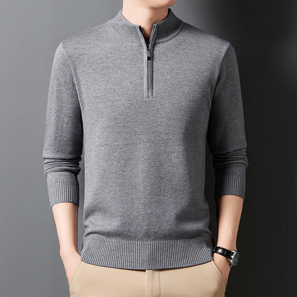 Men's Knitting Sweater Business Base Wool Gray
