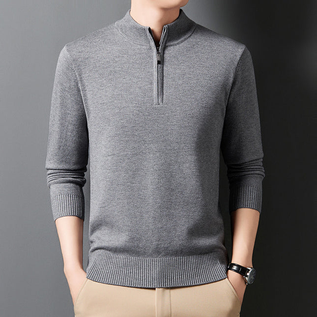 Men's Knitting Sweater Business Base Wool Gray