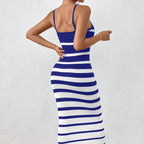 Women's Hot Girl Striped Spaghetti Straps Hip Dress