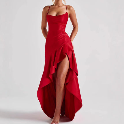 Women's Backless Ruffles Dress