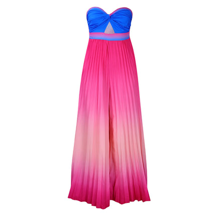 Summer Sexy Tube Top Backless Gradient Color Wide Leg Jumpsuit