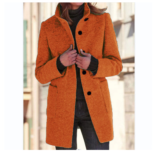 Women’s Winter Casual Button Outwear Coat Orange