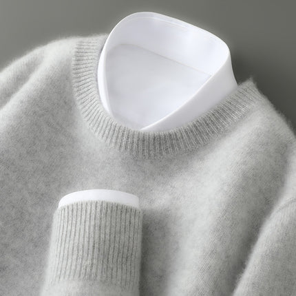 Men's Half-high Collar Thickened Pullover Light gray Round Neck