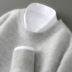 Men's Half-high Collar Thickened Pullover Light gray Round Neck