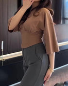 SS Cropped Top Brown