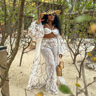 Sexy Beach Style Ladies Three-piece Set Beige