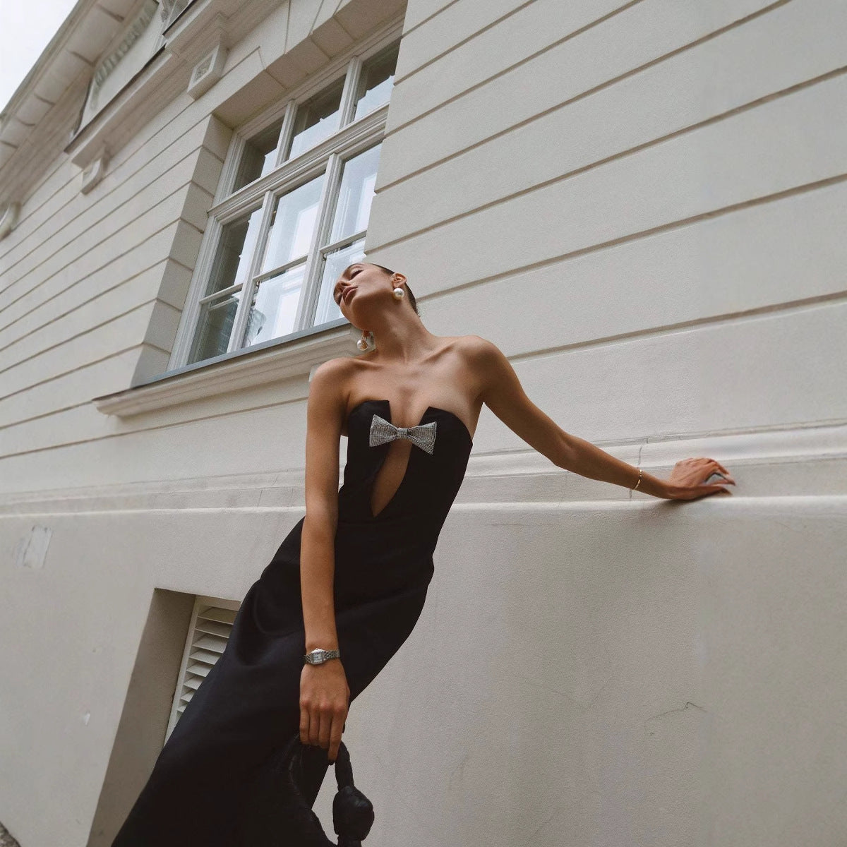 Off-shoulder Backless Bandeau Party Dress Black