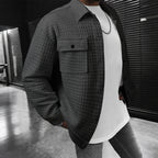 Men's Casual Jacquard Plaid Baggy Coat