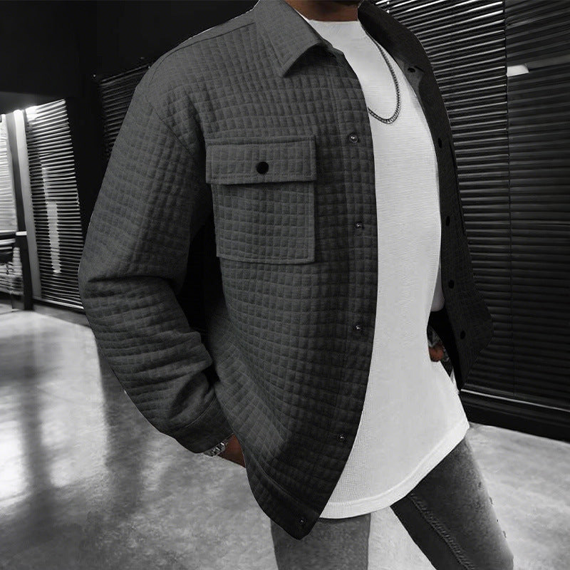 Men's Casual Jacquard Plaid Baggy Coat