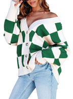 Women's Checkered Knitted Cardigan