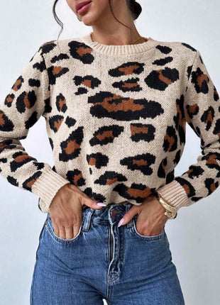 SS Leopard Print Sweater Khaki H