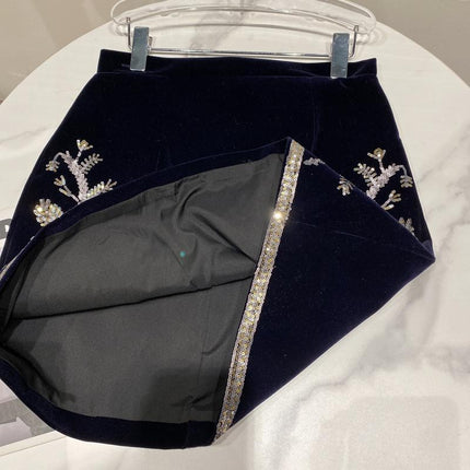 Women's Leaf Embroidered Velvet Suit