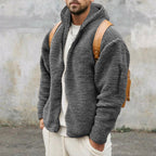 Plush Hooded Men's Autumn And Winter Fleece Double-sided Wear Warm Coat Dark Gray